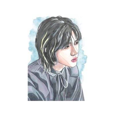 Choi Beomgyu Watercolour Portrait Tapestry Official Tomorrow X Together Merch